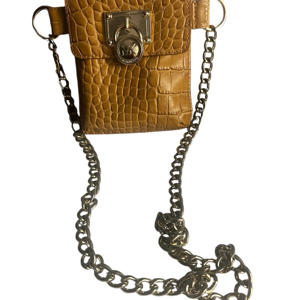 Michael Kors Gold Croc-Embossed Mini Bag